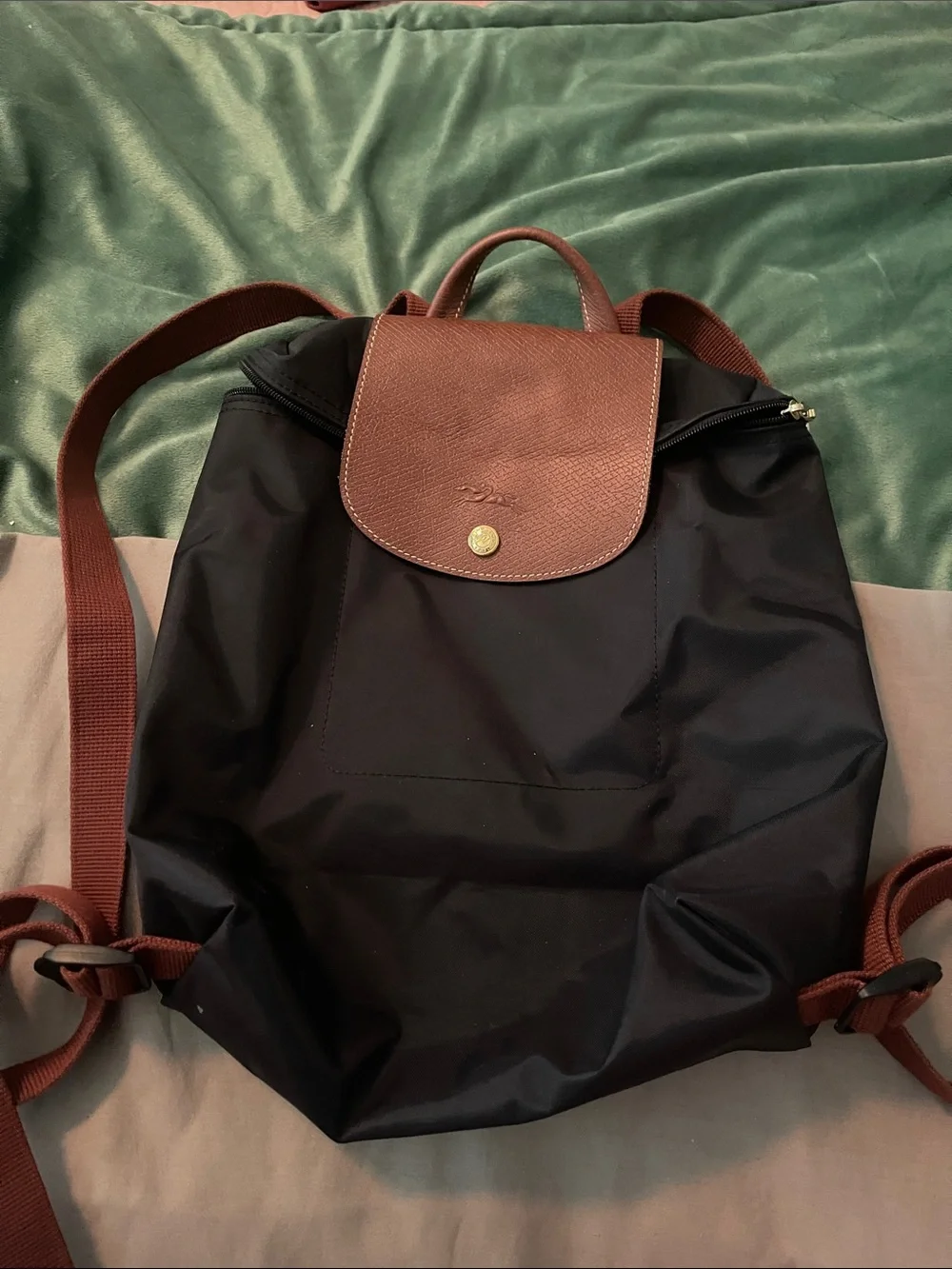 Brown & Black Women's Nylon Backpack - Classic Casual